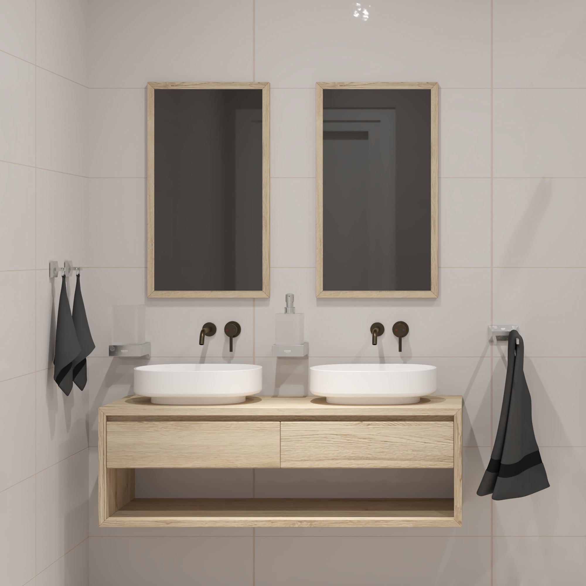 due lavandini in bagno