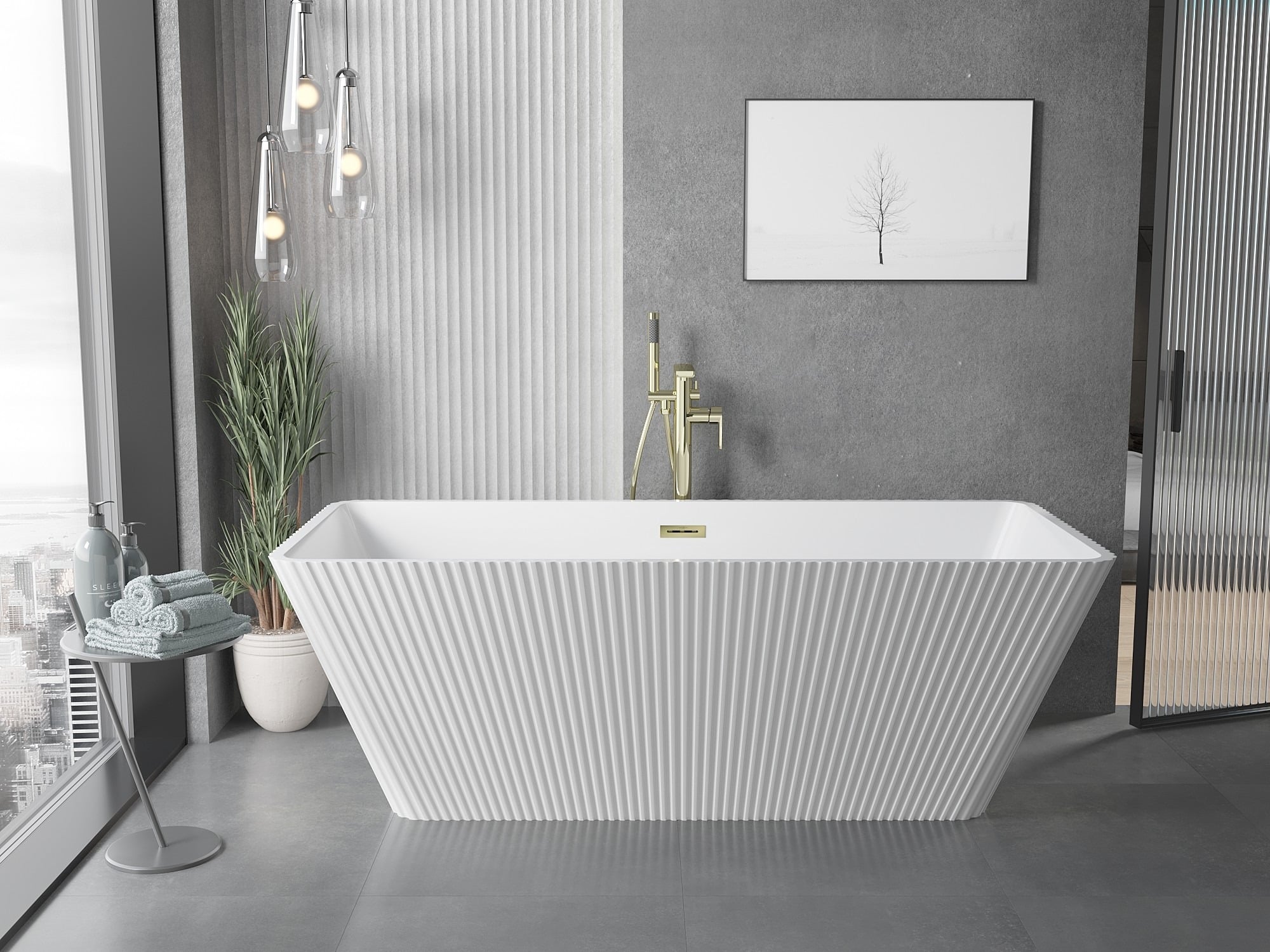 Ryflowana wanna wolnostojąca– styl i funkcjonalność w jednym